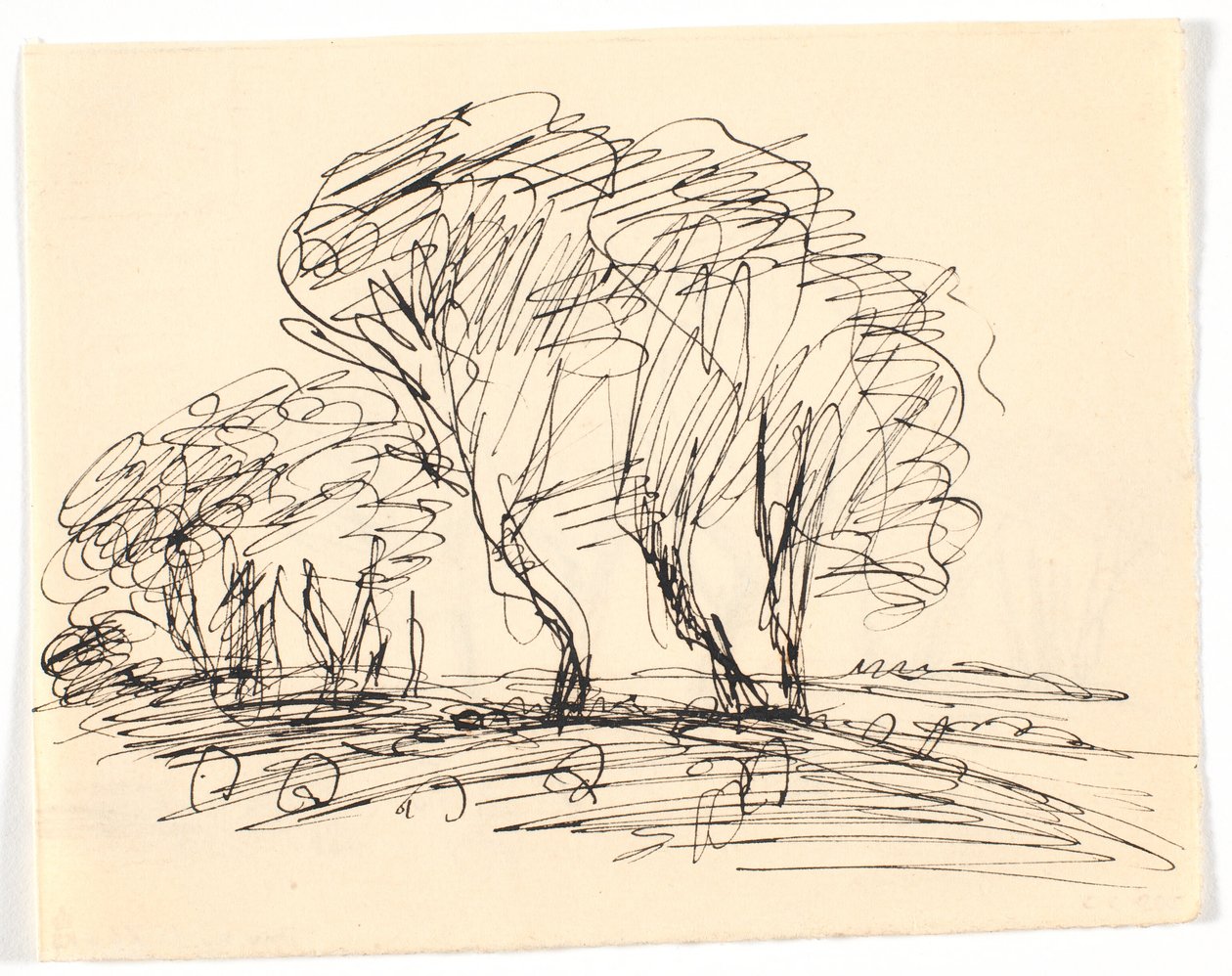 Boceto de paisaje con grandes árboles de Theodor Philipsen