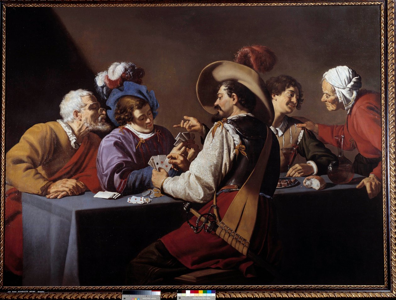 Jugadores de cartas, el brelan de Theodor Rombouts