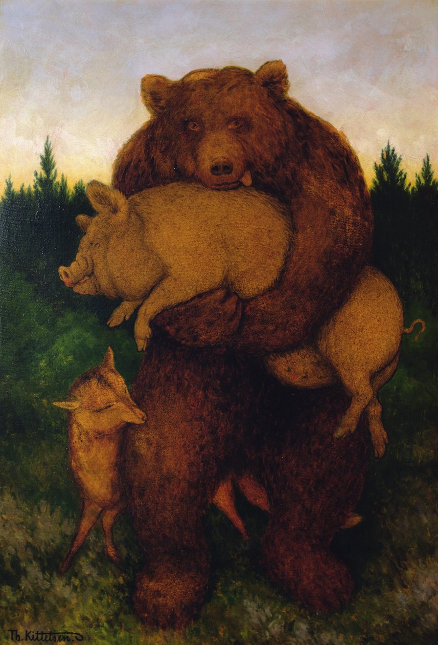 Carne, dijo el oso (óleo sobre lienzo) de Theodor Kittelsen
