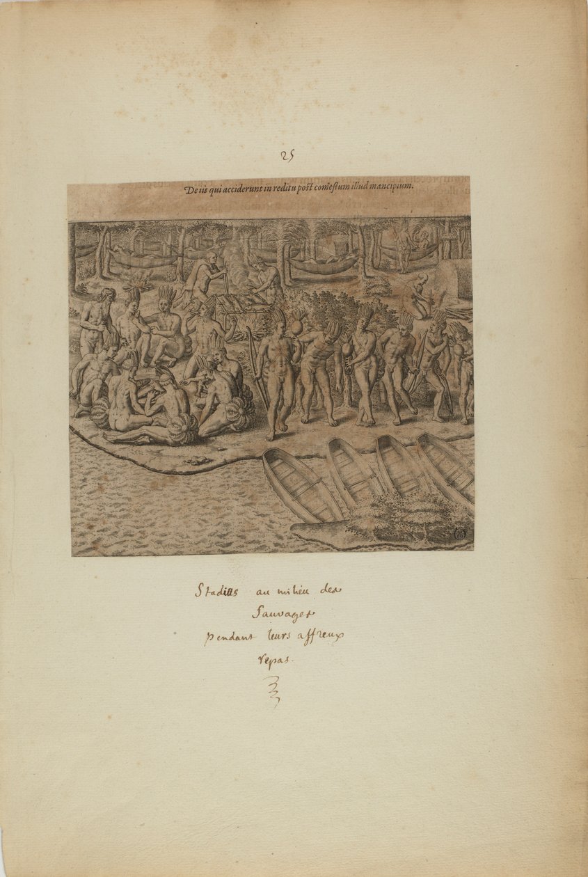 De Iss qui Acciderunt in Reditu Post Comestum Illud Mancipium. (del libro, Americae, tercera parte) de Theodor de Bry