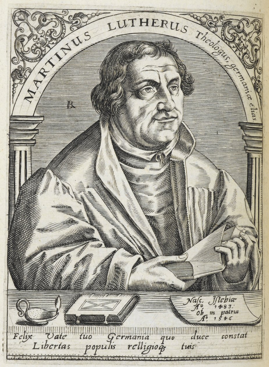 Martín Lutero. (1483-1546). Reformador religioso alemán y fundador de la Reforma. Retrato. de Theodor de Bry