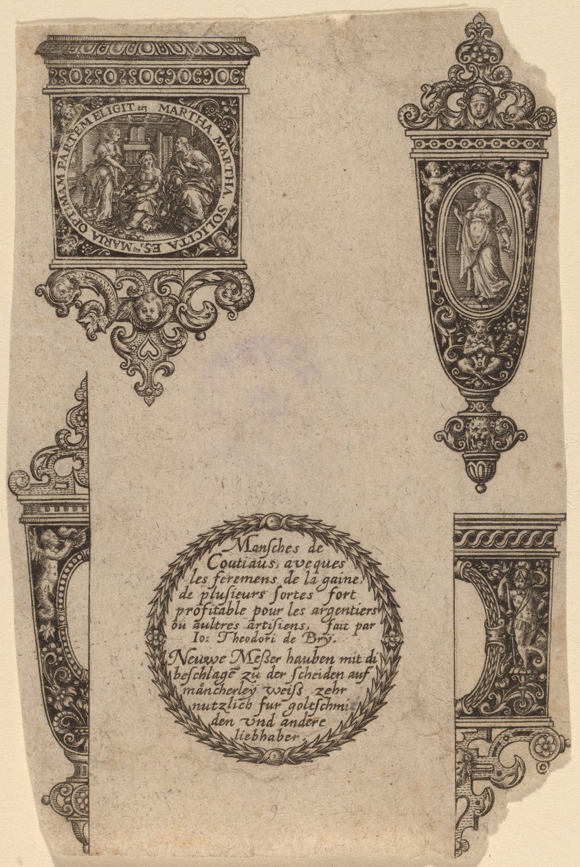 Ornamento para mango de cuchillo de Theodor de Bry