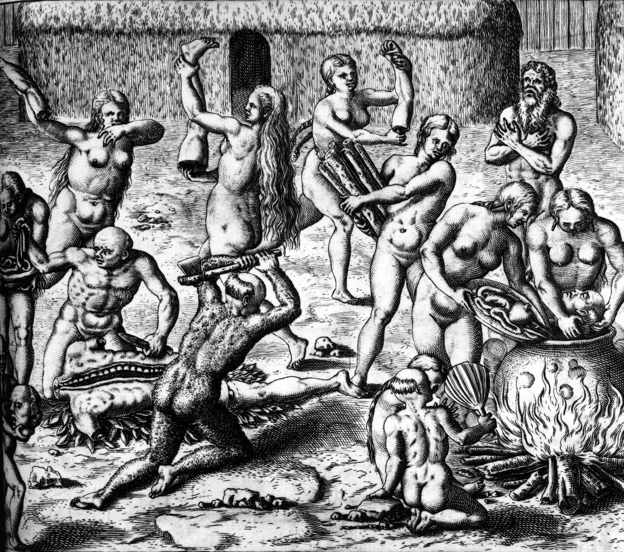 Escena de canibalismo de Theodor de Bry