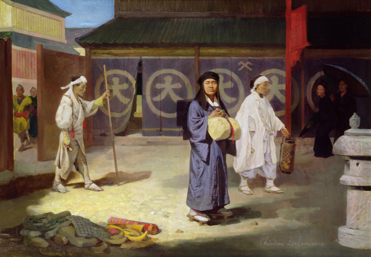 Peregrino japonés regresando del Monte Fusi Yama de Theodore Delamarre