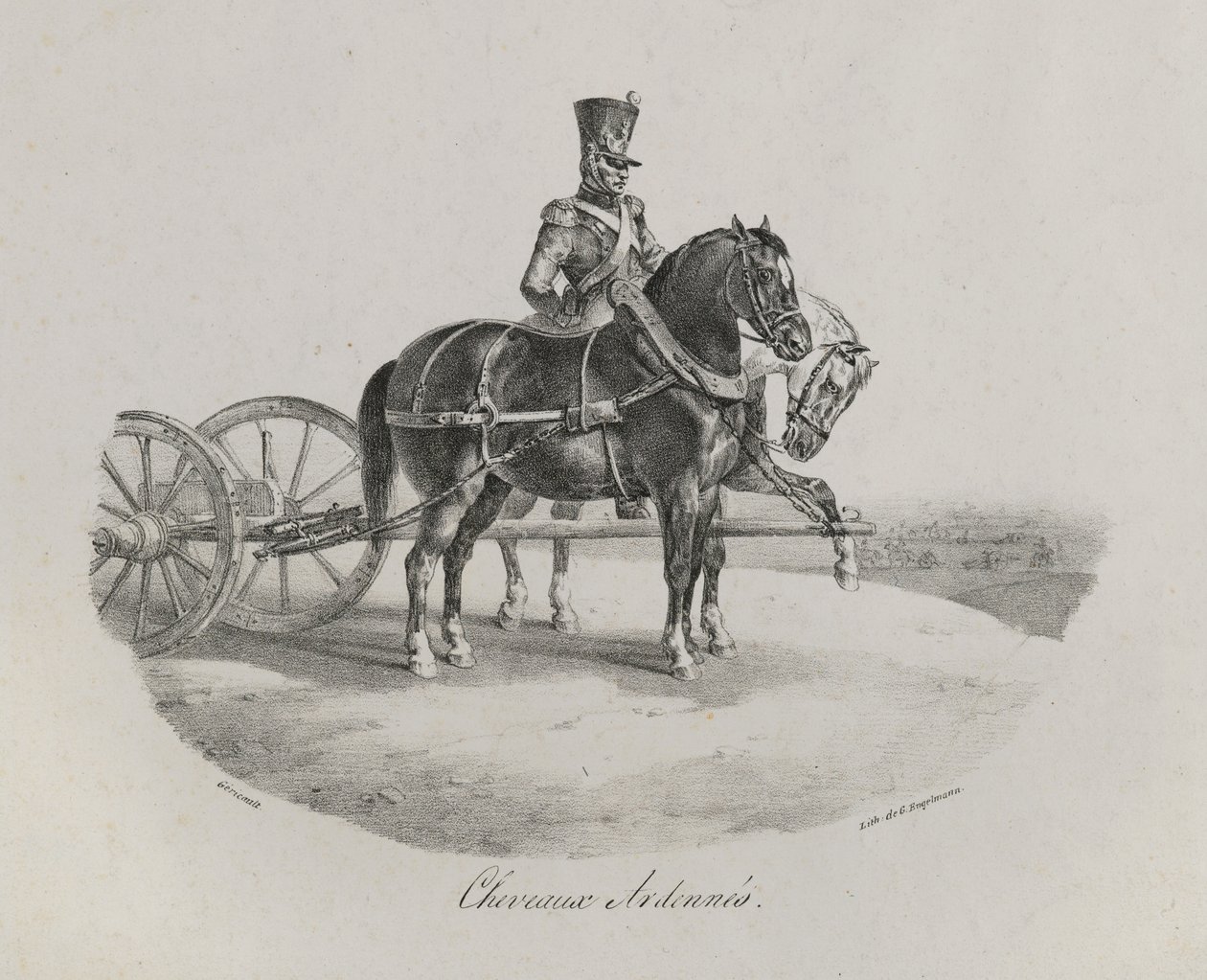 Caballos de las Ardenas, 1822 de Theodore Gericault