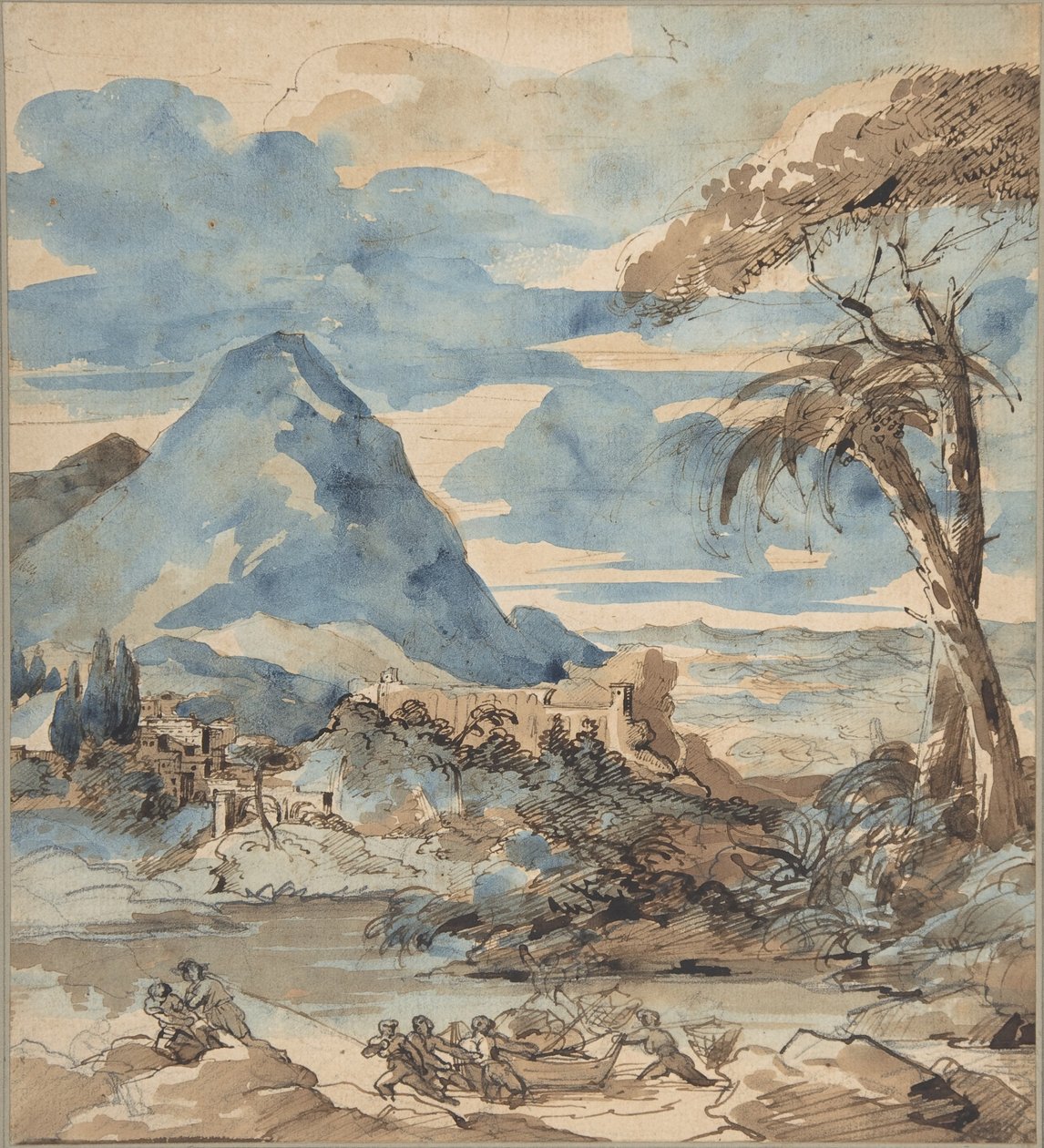Paisaje con pescadores de Theodore Gericault