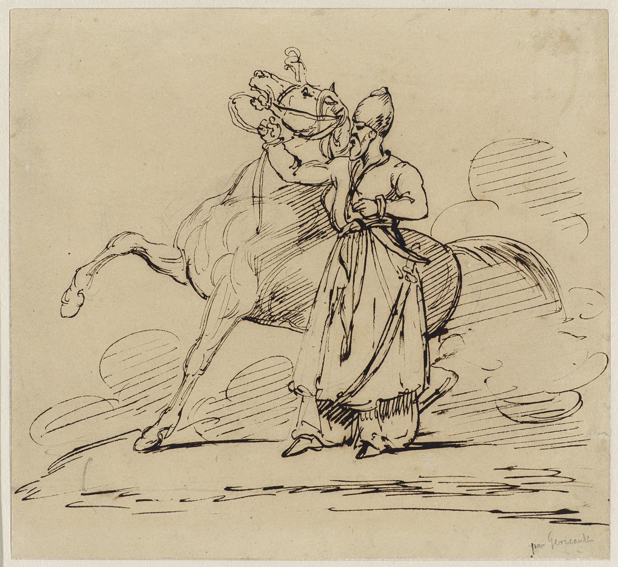 Persa sosteniendo un caballo, c.1817-22 de Theodore Gericault