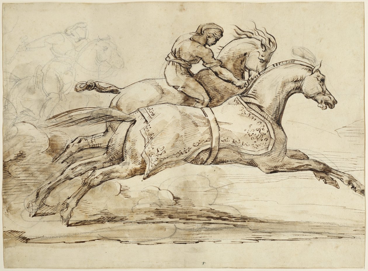 Escena de la Carrera de los Caballos Barberi de Theodore Gericault
