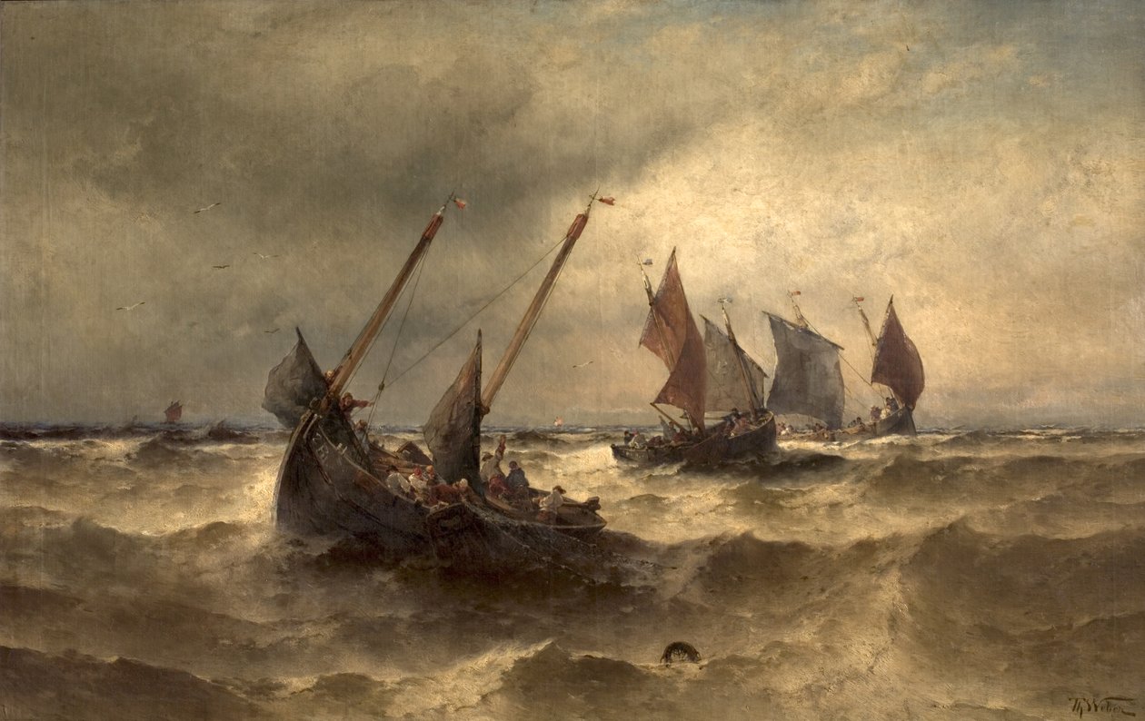 Barcos de Pesca en el Mar de Theodore Weber