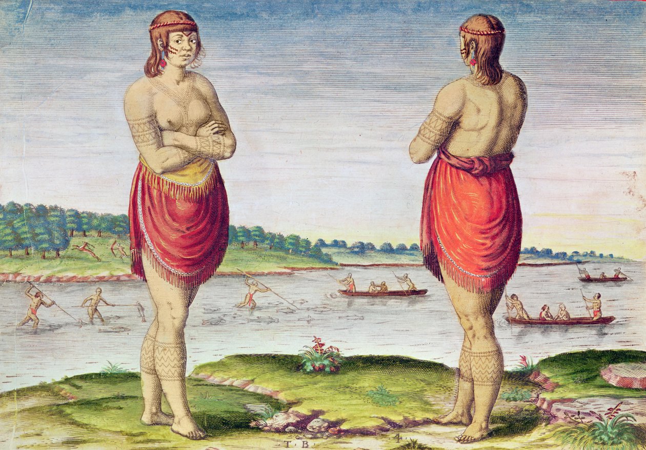 Admiranta Narratio..., Mujer noble de Secota, Virginia (página 51), 1585-1588 de Theodore de Bry