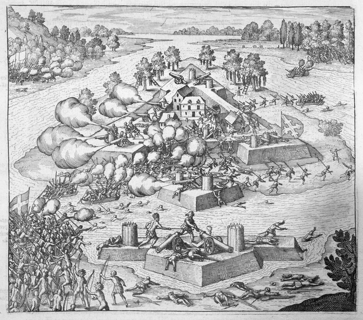 Aniquilación de los colonos protestantes franceses, Fuerte Charles, Florida, 1562, de 