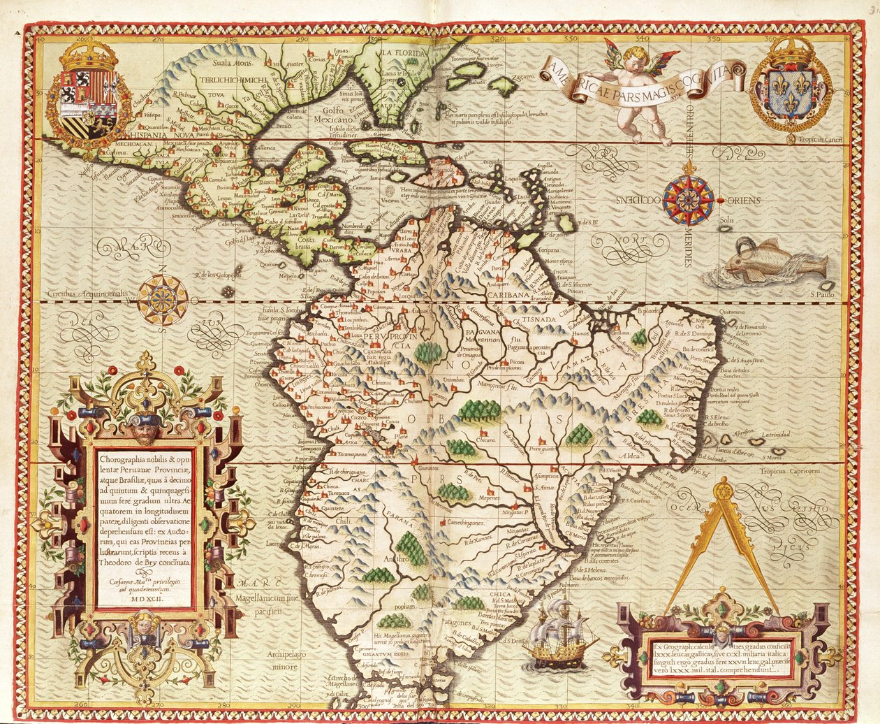 Mapa de América Central y del Sur, de 