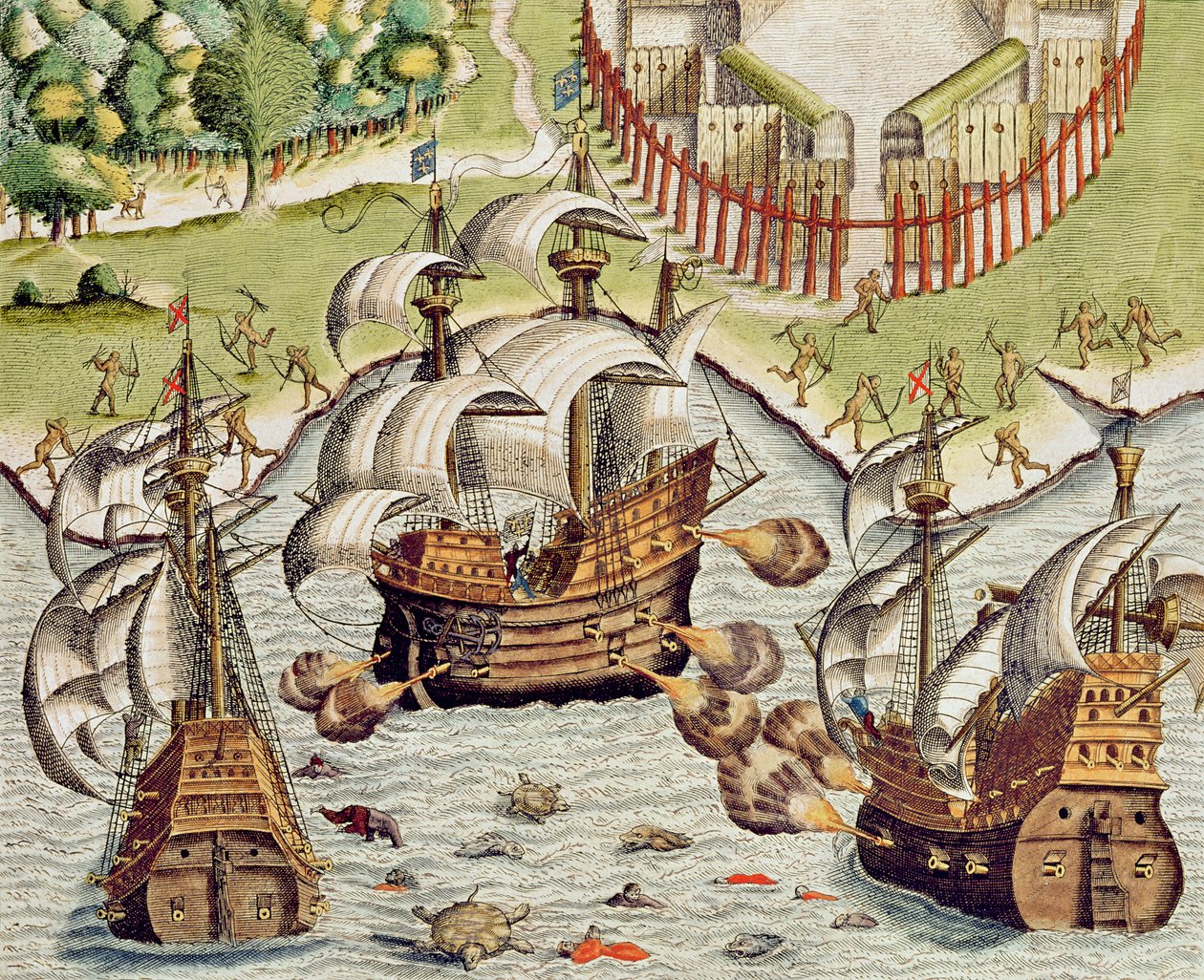 Batalla naval entre portugueses y franceses en los mares de los territorios Potiguaran, de 