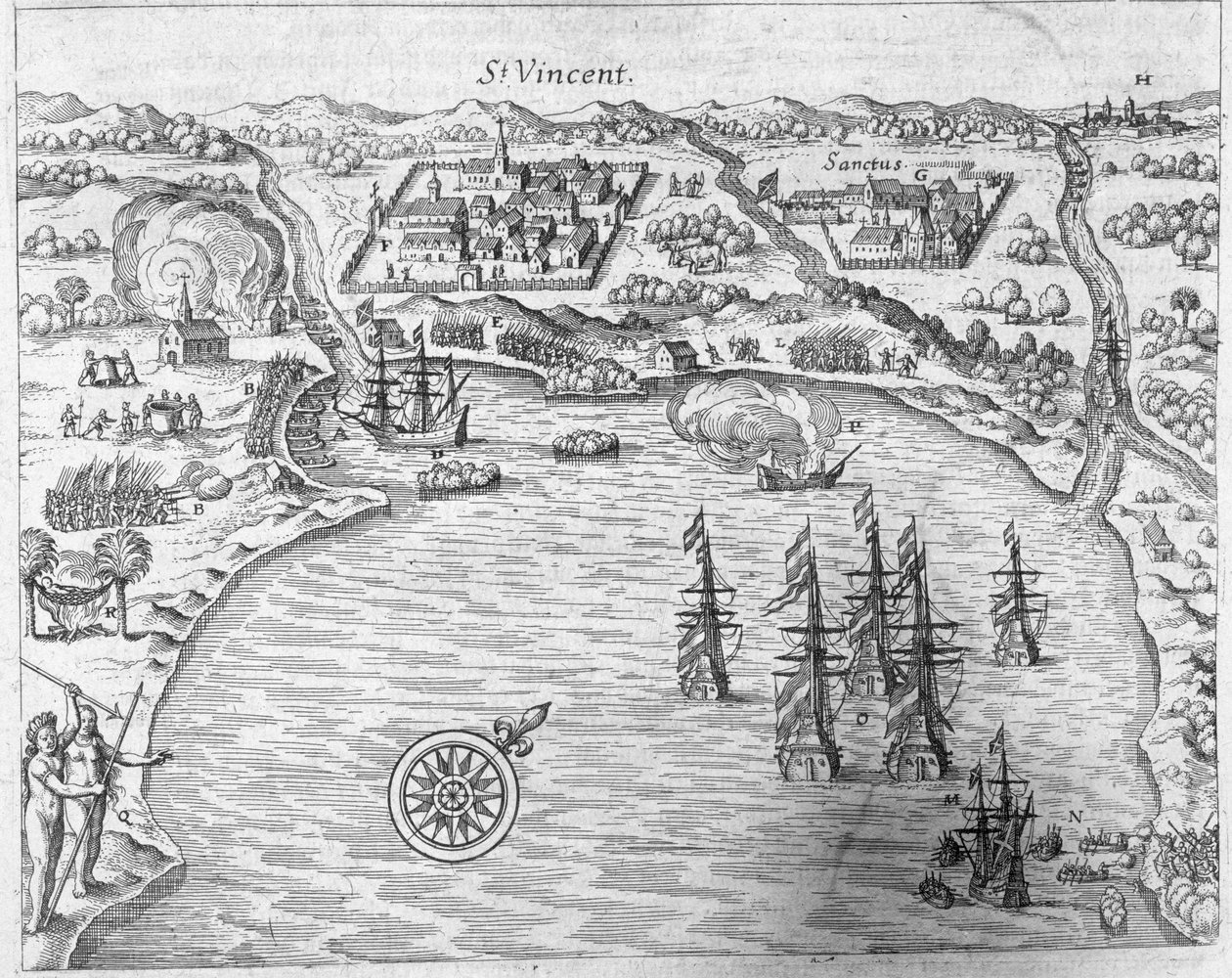 La Flota de Joris van Spilbergen (c.1568-1620) llegando a Brasil en Sao Vicente, de 