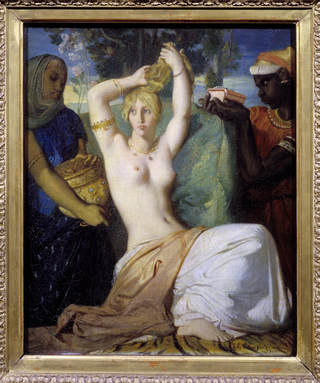 La toilette de Esther o Esther adornándose para ser presentada al rey de Persia Asuero I (Jerjes I) de Théodore Chassériau