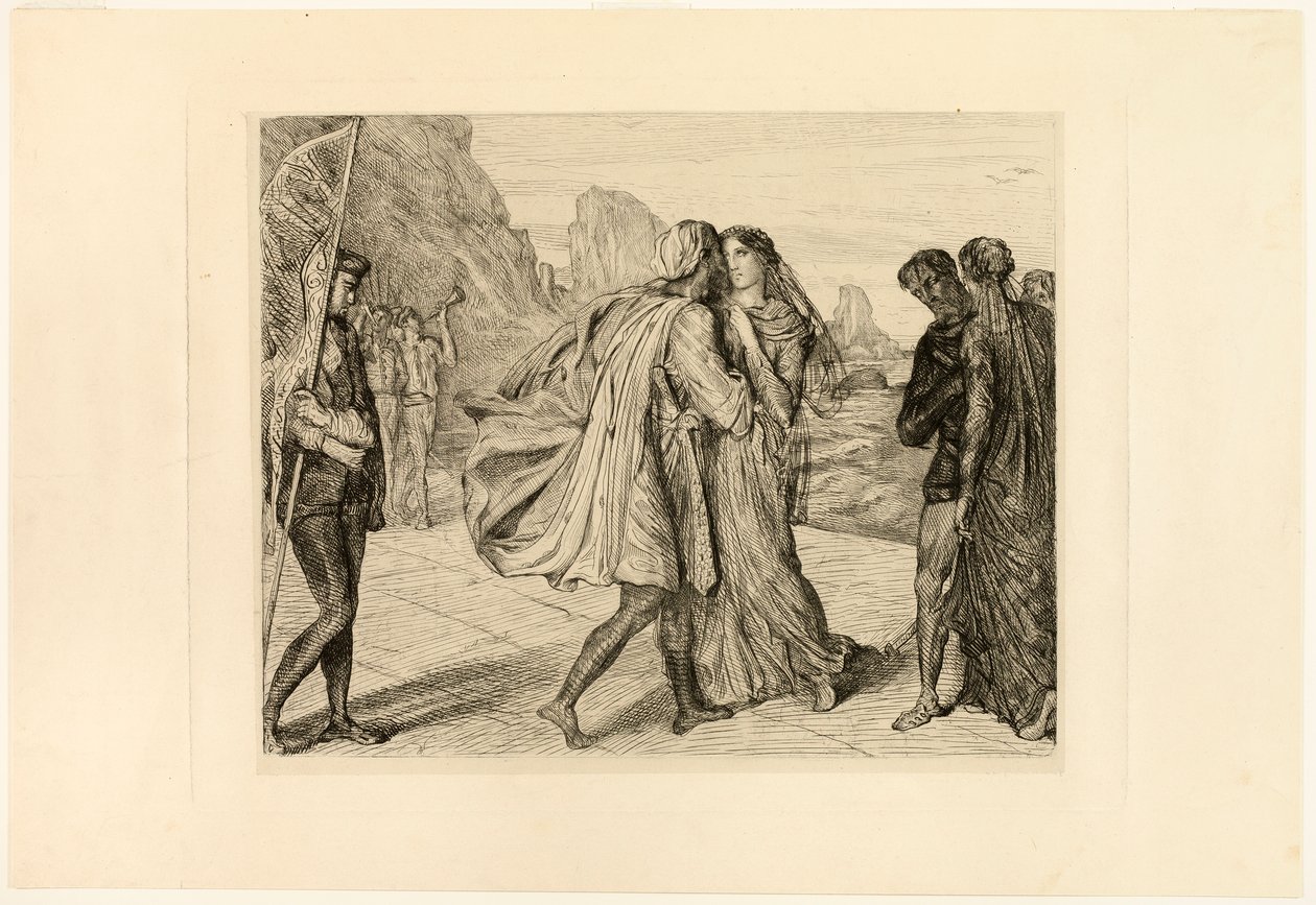 ¡Oh mi bello guerrero!, lámina cinco de Otelo de Théodore Chassériau
