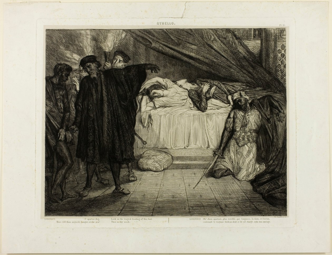 Oh perro espartano, placa quince de Otelo de Théodore Chassériau