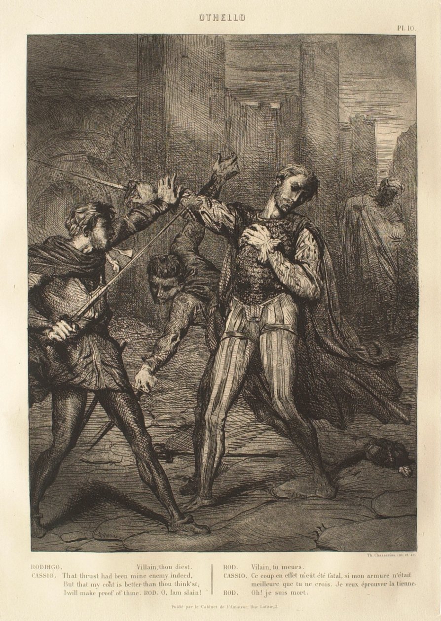 Suite de Otelo: n.º 10 (acto 5, escena 1: La pelea callejera: Rodrigo y Cassio) de Théodore Chassériau