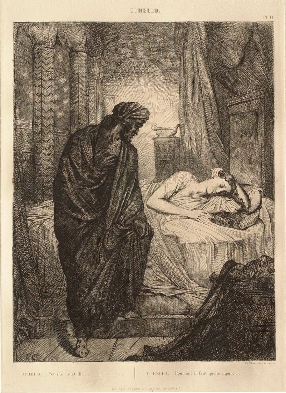 Suite Otelo: n.º 11 (acto 5, escena 2: Otelo junto a la cama de Desdémona) de Théodore Chassériau