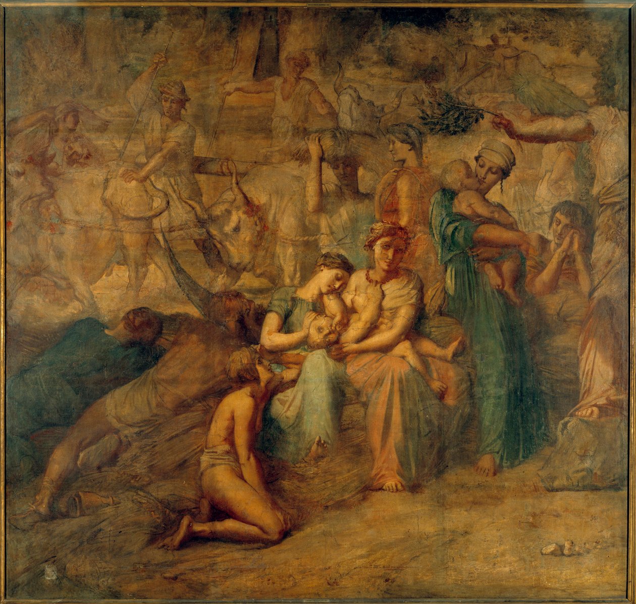 Paz Representación alegórica con madre e hijo y rebaños. de Théodore Chassériau
