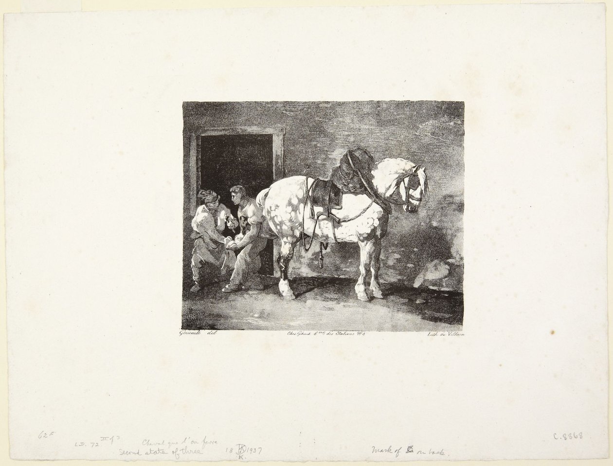 A  Horse being Shod (Caballo al que le están poniendo herraduras) de Theodore Gericault