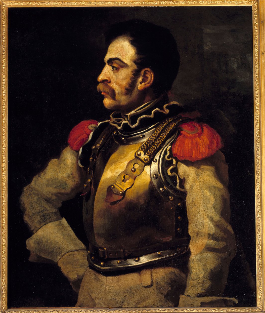 Un hombre con rifle visto de medio cuerpo. Pintura de Théodore Géricault (1791-1824) de Theodore Gericault