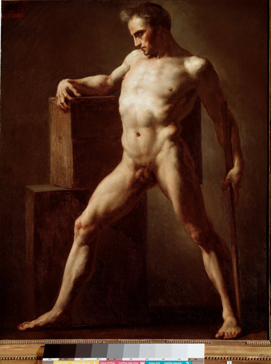Academia. Estudio académico de cuerpo desnudo. Pintura de Jean Louis Théodore Géricault (1808-1812). Ruan, Museo de Bellas Artes de Theodore Gericault