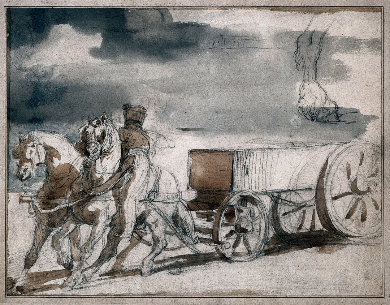 Carro de municiones tirado por dos caballos de Theodore Gericault