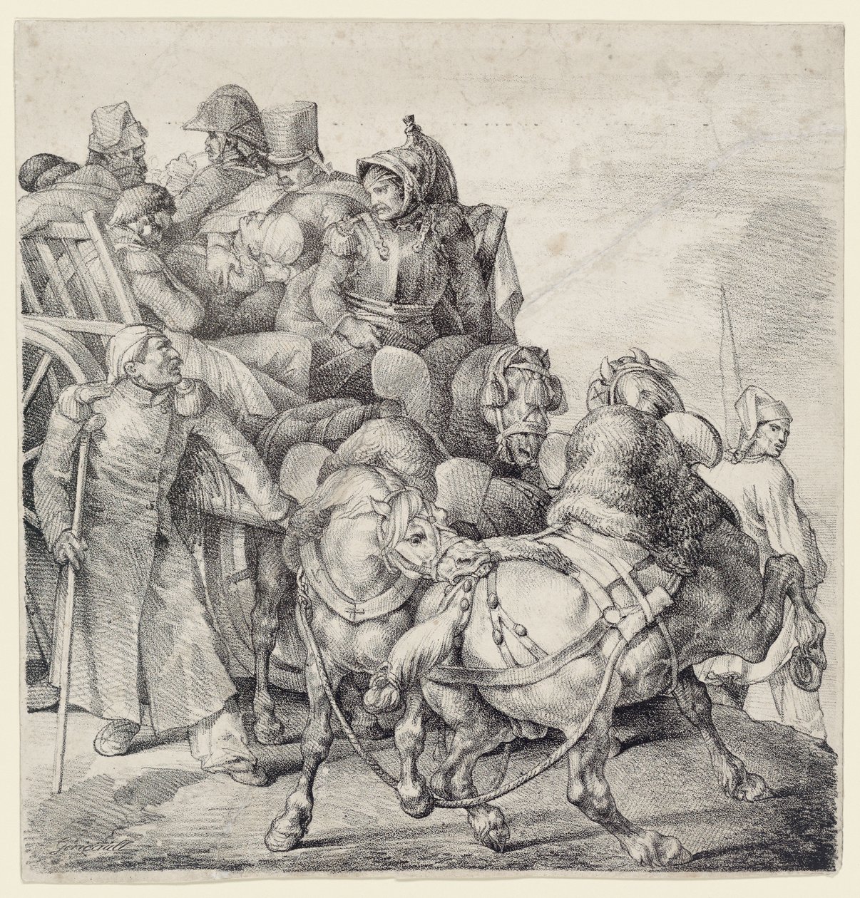 Carro cargado de soldados heridos (A Wagon Full of Wounded Soldiers) de Theodore Gericault