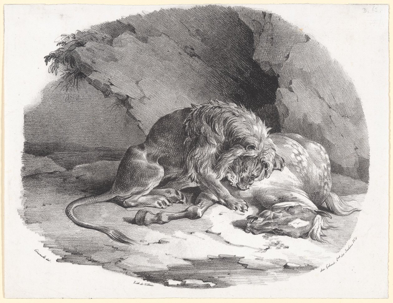 Caballo devorado por un león (A Horse Being Devoured by a Lion) de Theodore Gericault