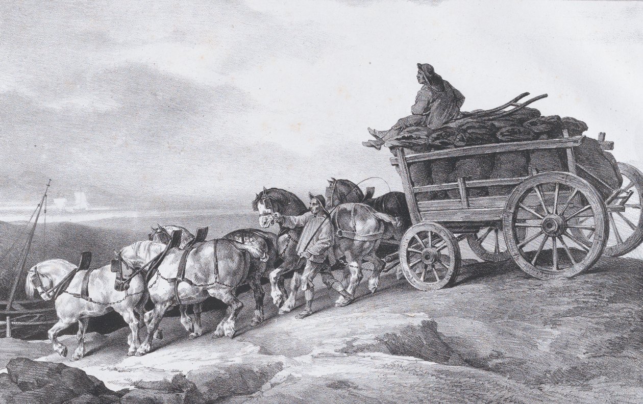Carro de carbón tirado por caballos, 1822 de Theodore Gericault