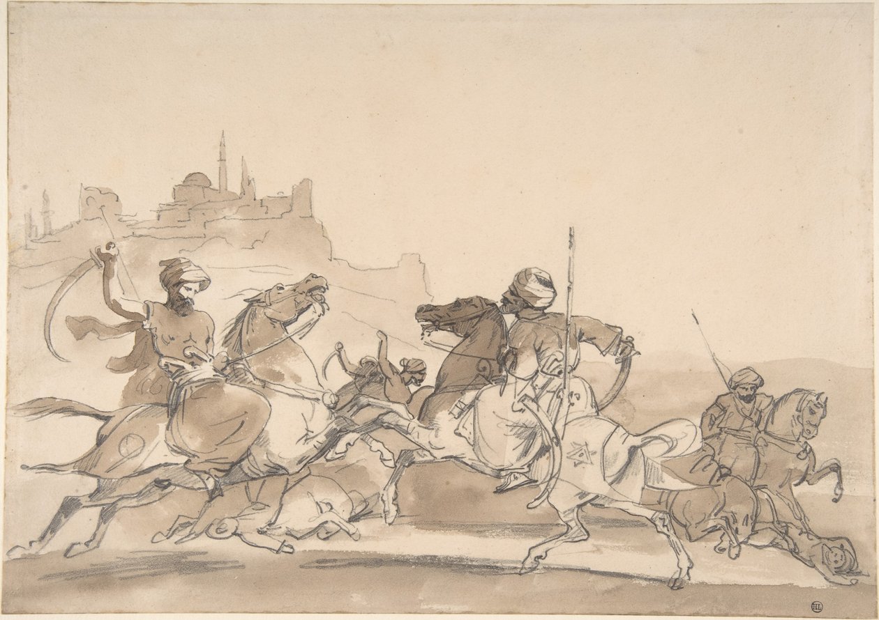 Combate de jinetes orientales de Theodore Gericault