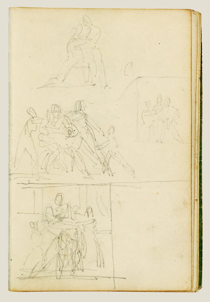 Cuatro estudios compositivos para un grupo de figuras de Theodore Gericault