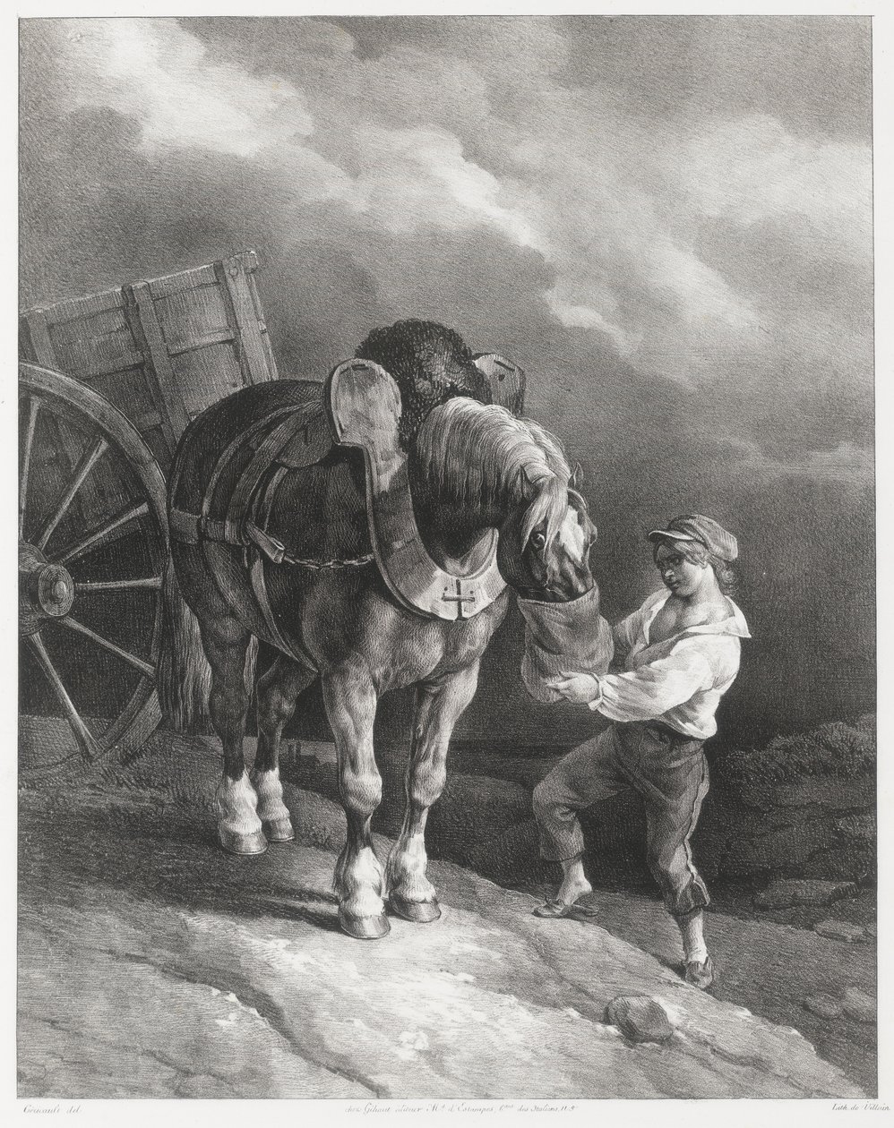 Un niño dando avena a un caballo atado (A Boy Giving Oats to a Hitched Horse) de Theodore Gericault