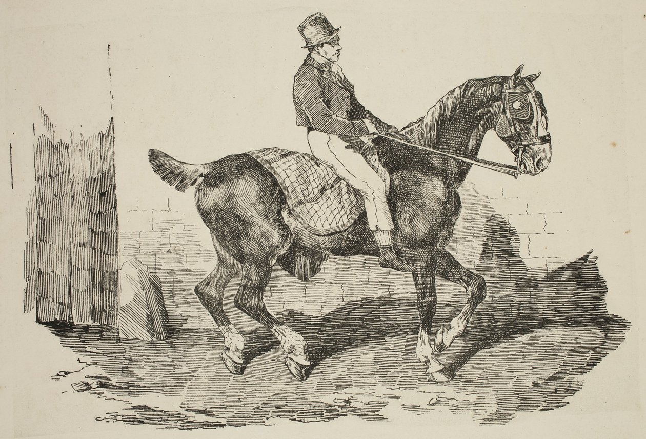 Géricault - Caballo de tiro montado por un palafrenero, 1820 de Theodore Gericault