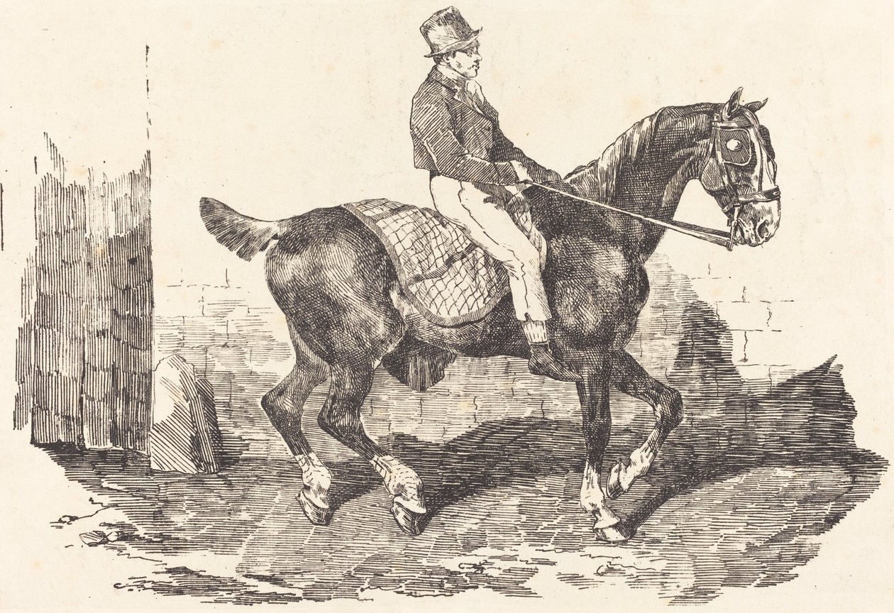 Mozo montado en un caballo de carruaje de Theodore Gericault