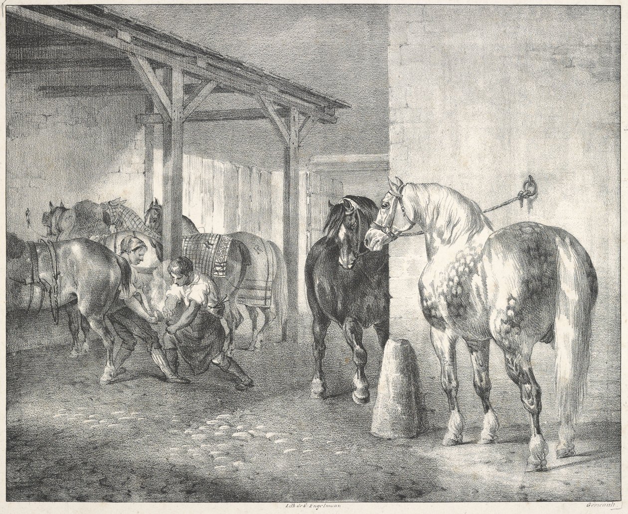 Hangar de herrero (una herrería) de Theodore Gericault