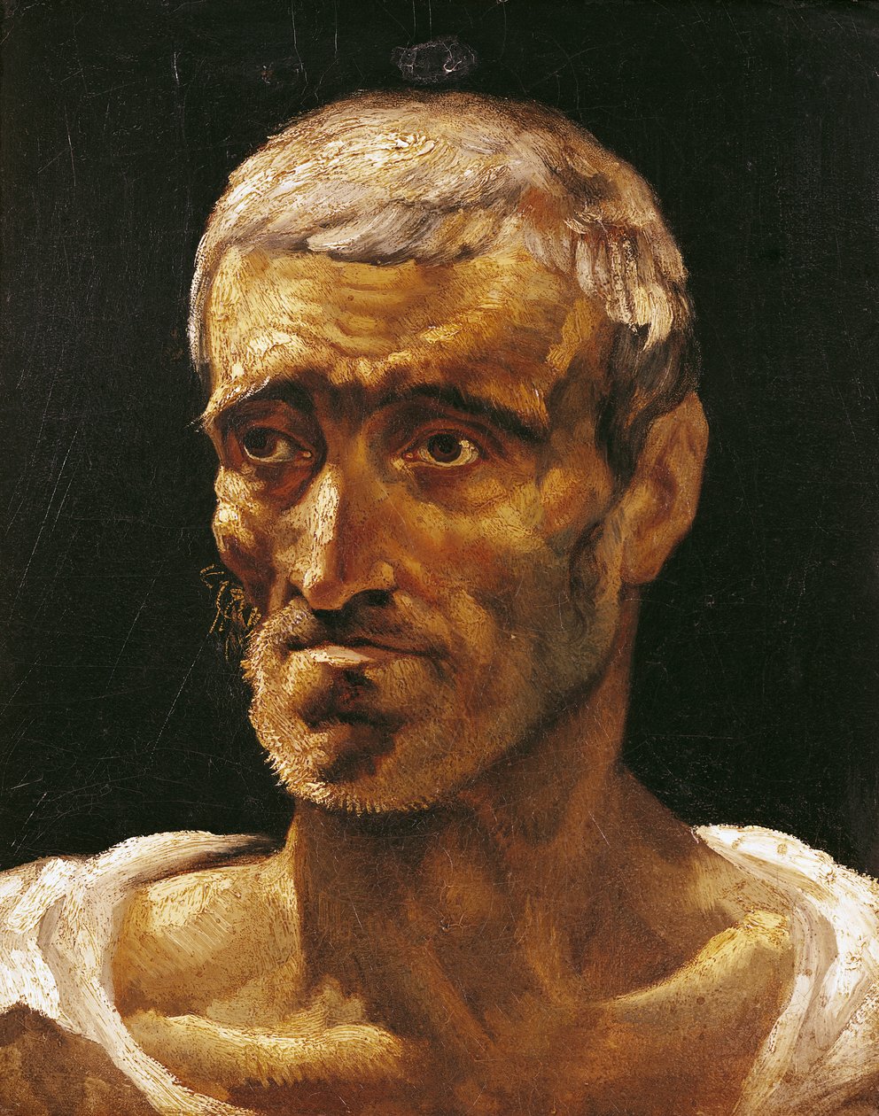 Cabeza de un náufrago, estudio para la Balsa de la Medusa, 1817-19 de Theodore Gericault
