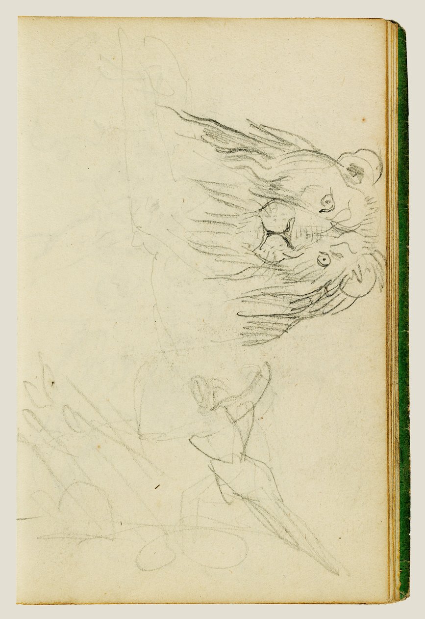 Vista frontal de un león sentado de Theodore Gericault