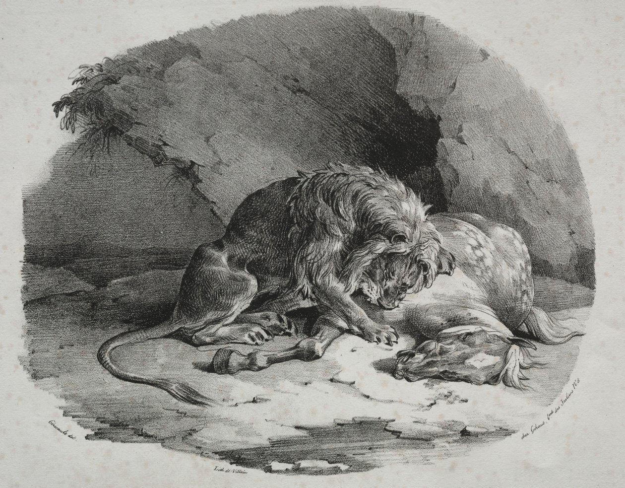 Caballo devorado por un león, 1823 de Theodore Gericault