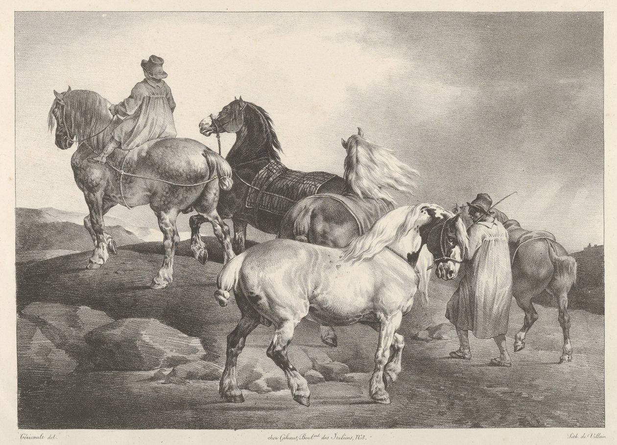 Caballos conducidos a una feria de Theodore Gericault