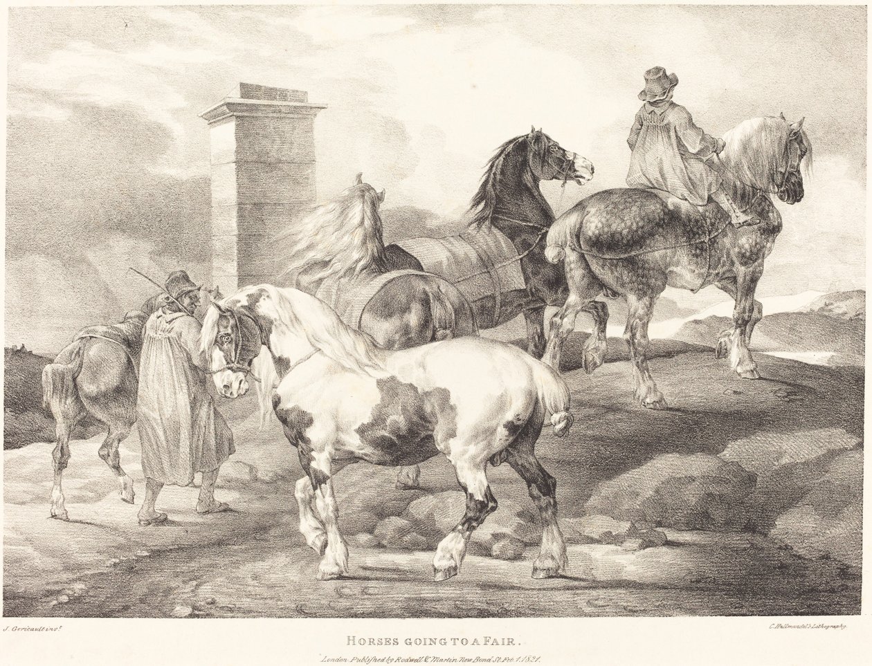 Caballos yendo a una feria de Theodore Gericault