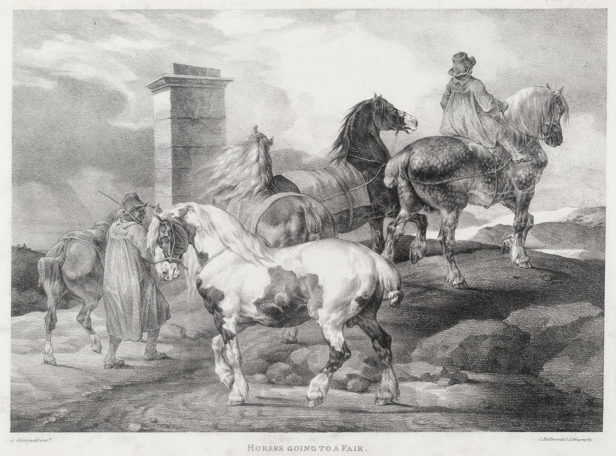 Caballos de camino a una feria de Theodore Gericault