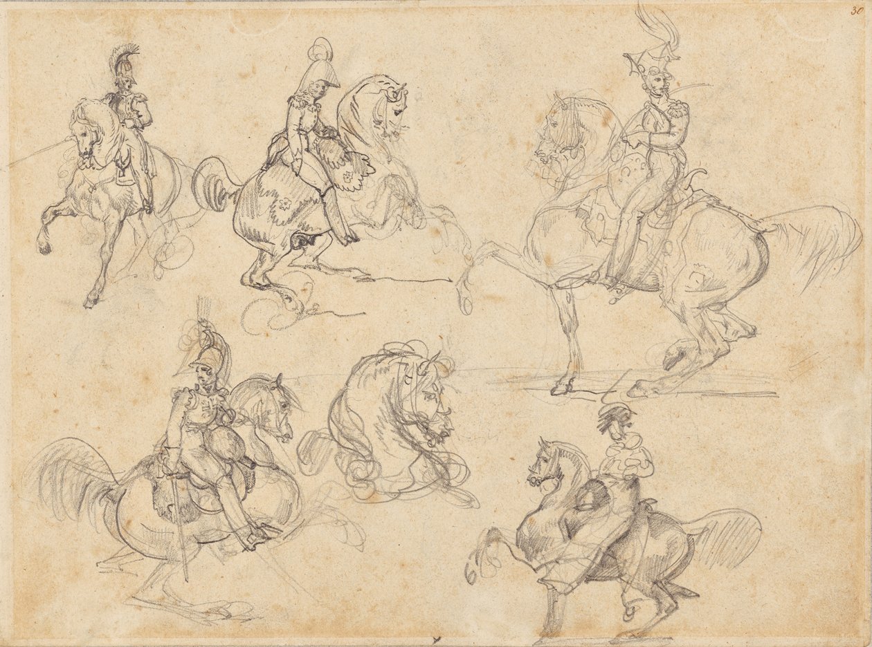 Caballos y jinetes (anverso); Caballos (reverso) de Theodore Gericault