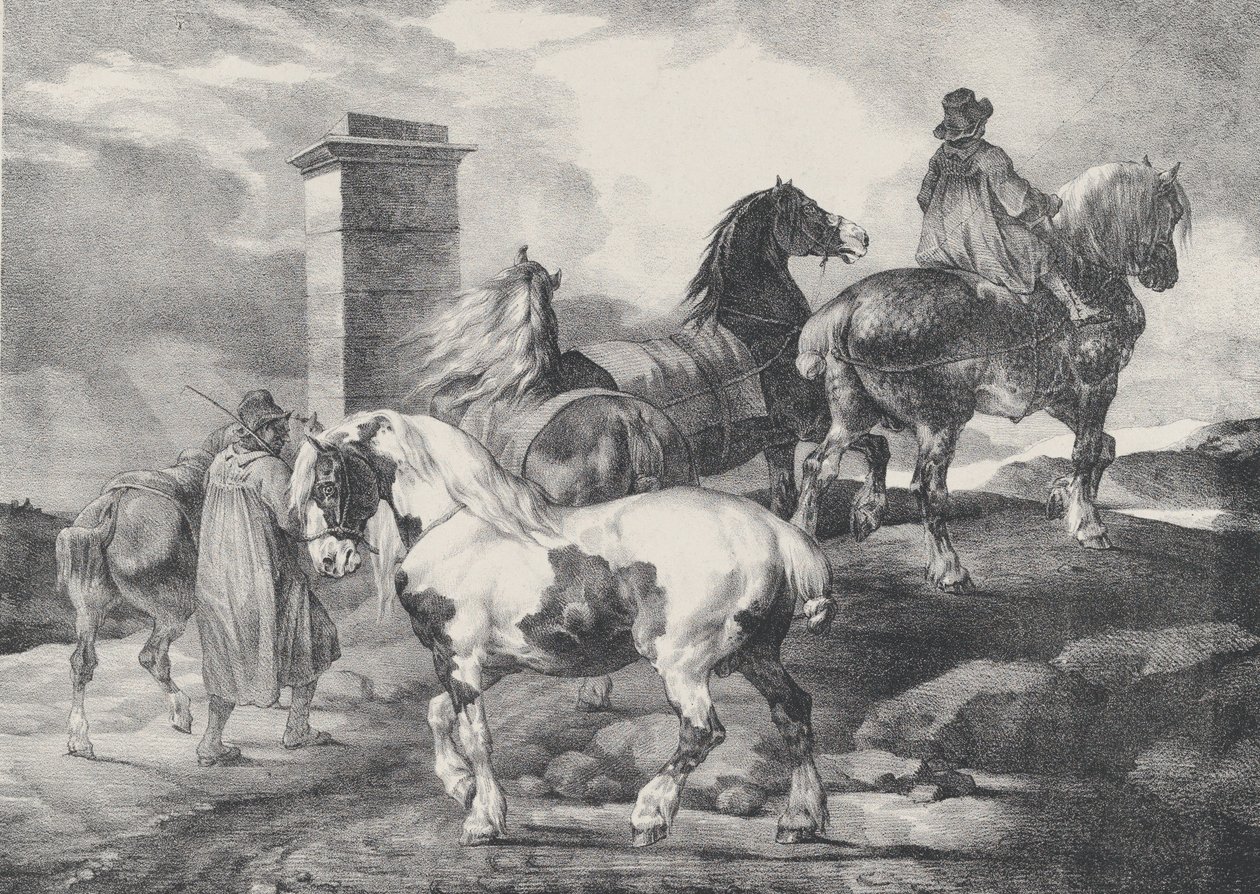 Caballos yendo a una feria, 1821 de Theodore Gericault