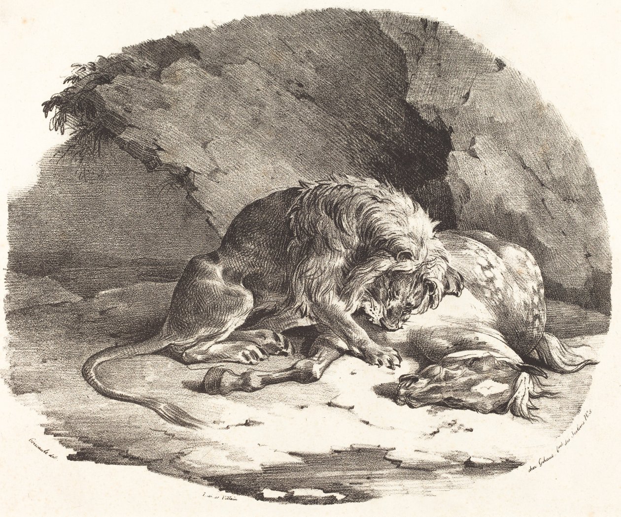 León devorando un caballo | Theodore Gericault