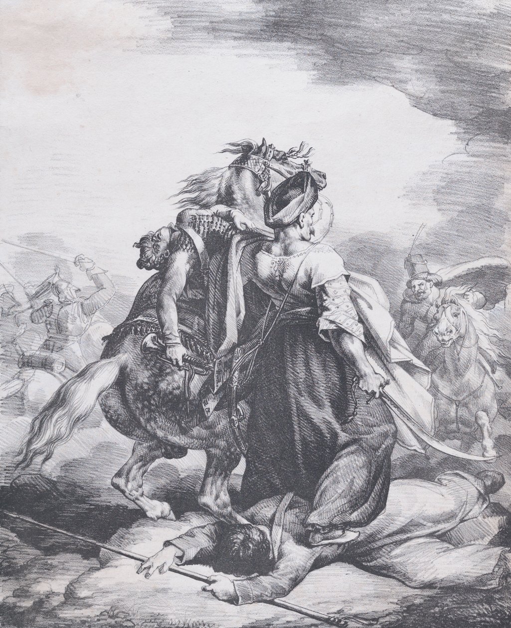 Mameluco Defendiendo a un Trompetero Herido, 1818 de Theodore Gericault