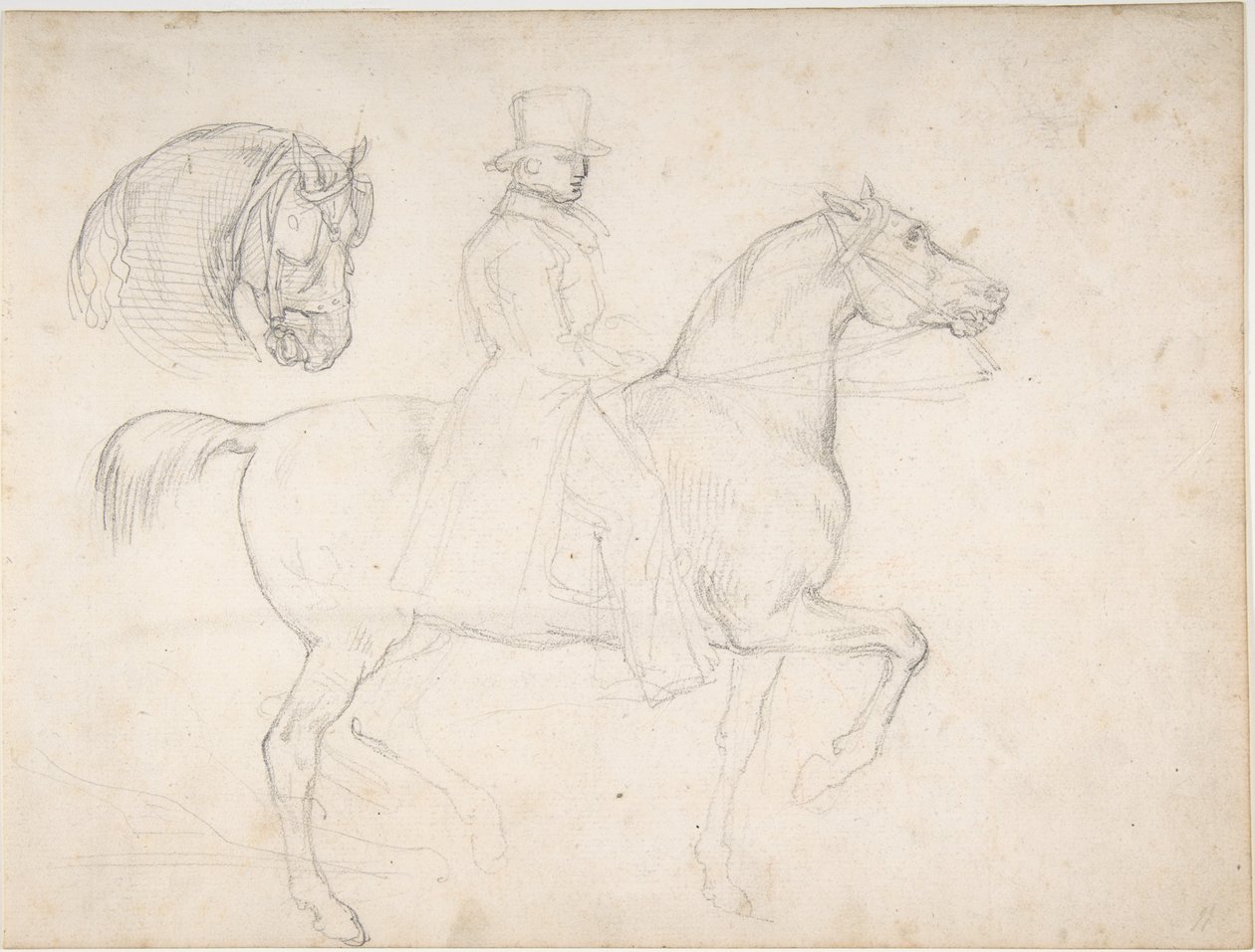 «Hombre a caballo» y «Estudio de la cabeza de un caballo» de Theodore Gericault