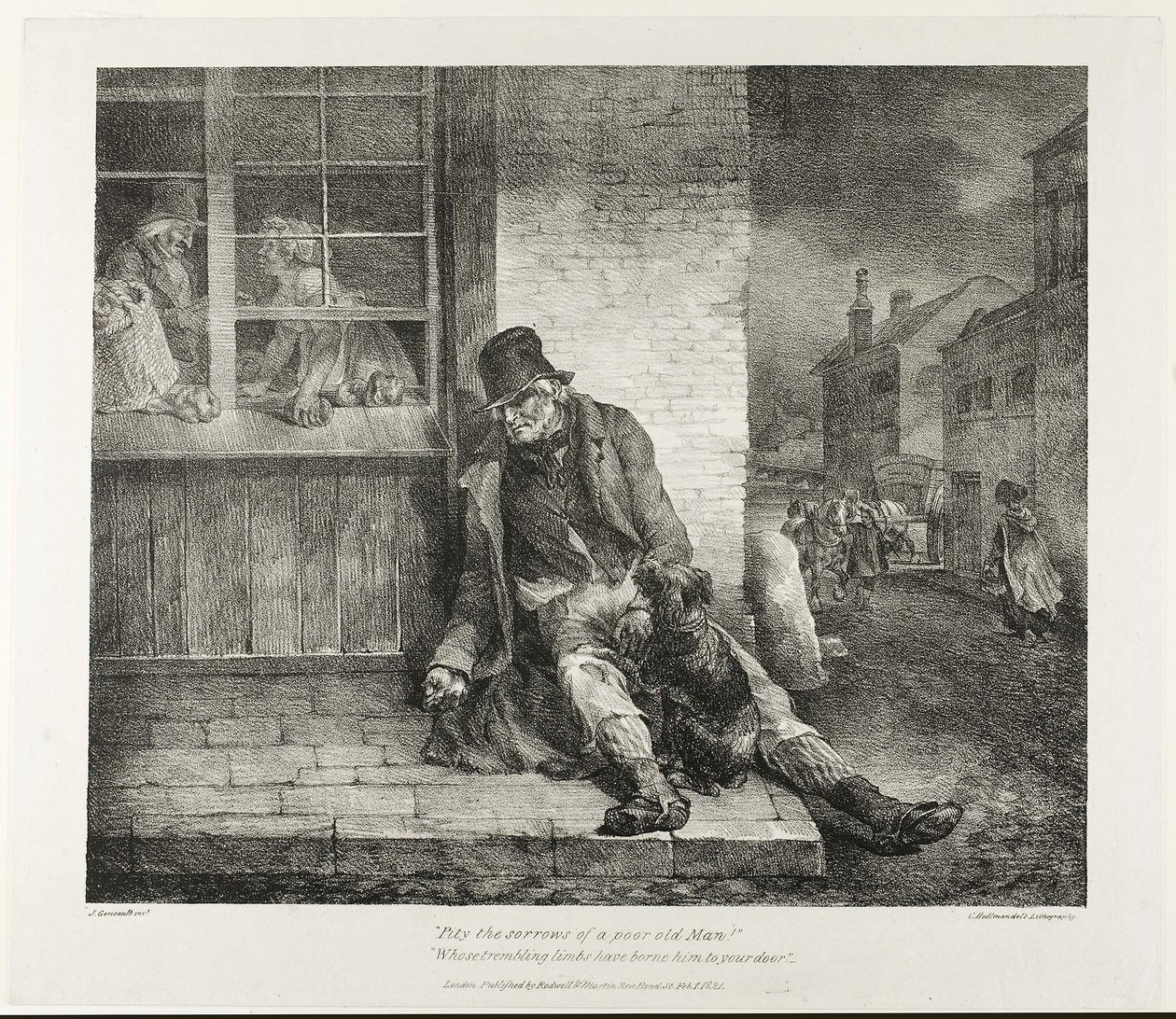 Pity the Sorrows of a Poor Old Man!... 1821 (litografía en negro sobre papel marfil) de Theodore Gericault