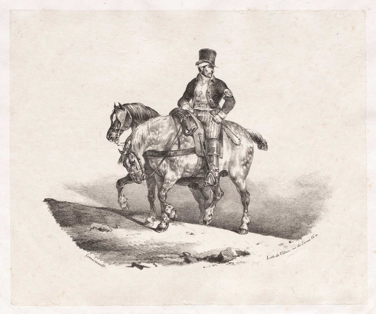 Cartero o Dos caballos enganchados, 1823 de Theodore Gericault